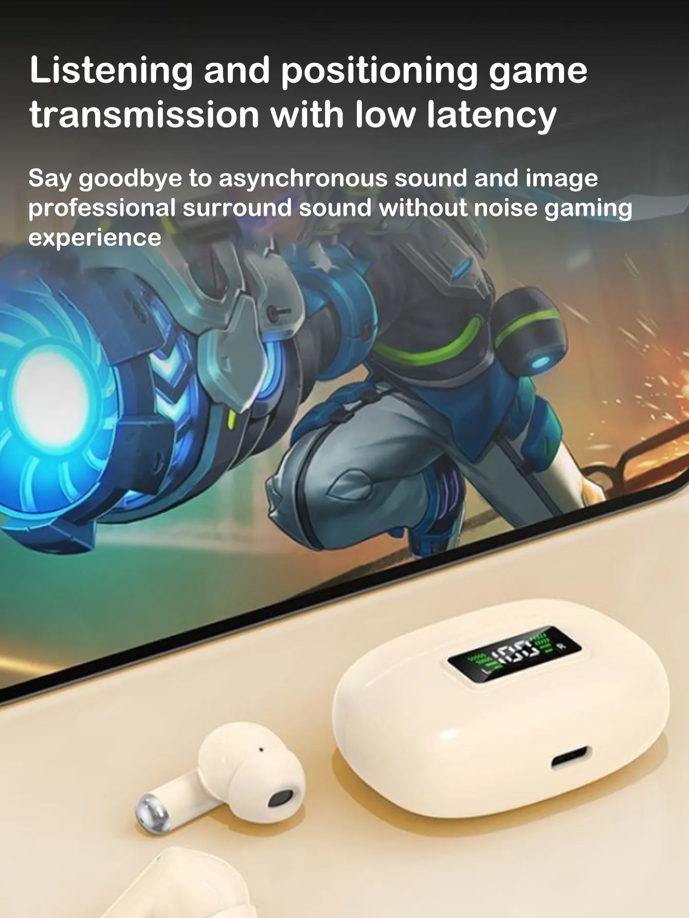 Auriculares inalámbricos TWS con pantalla Digital Y3A, auriculares intrauditivos con tapas de silicona Bluetooth, miniauriculares con pantalla Digital para juegos - imagen 5