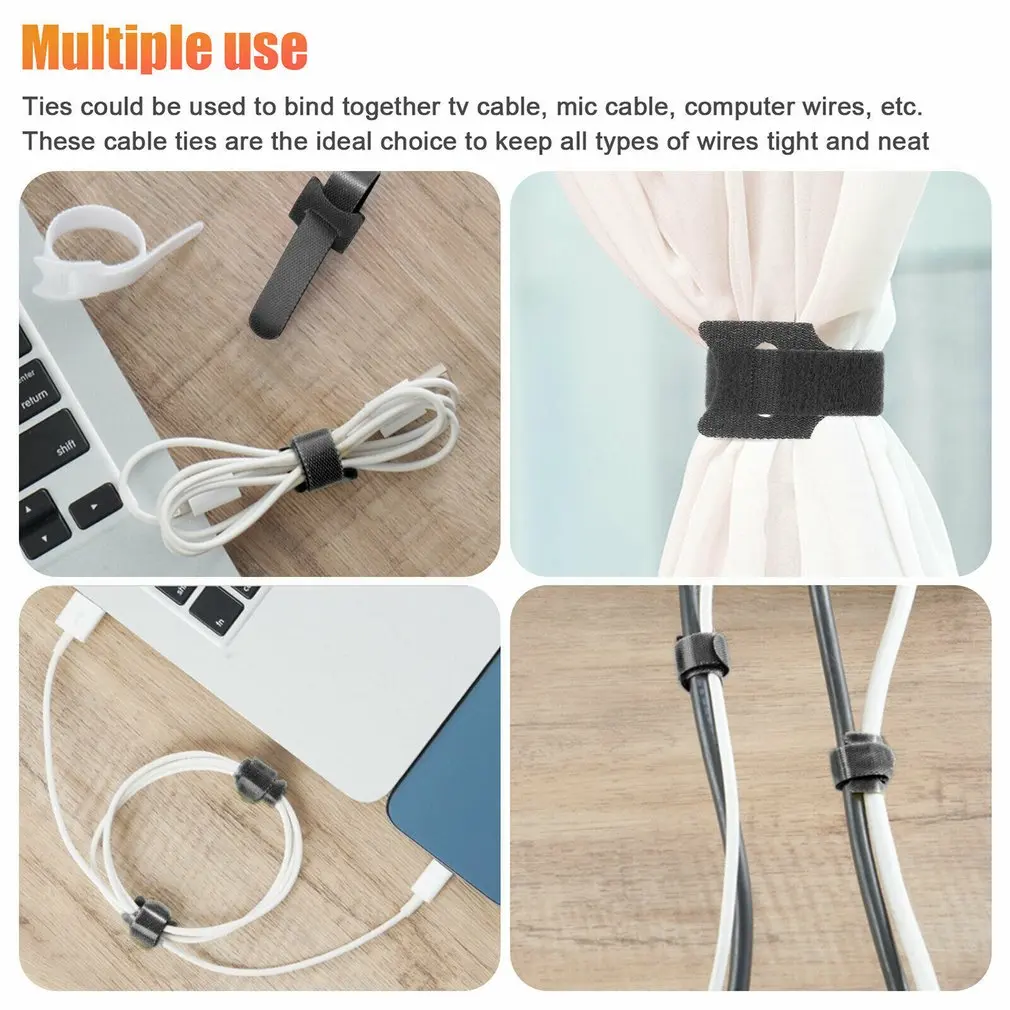 Bridas para cables reutilizables, 50 Uds., correas organizadoras de cables para PC, TV, electrónica, gestión de cables, sujeción, accesorios para el hogar y la Oficina - imagen 5