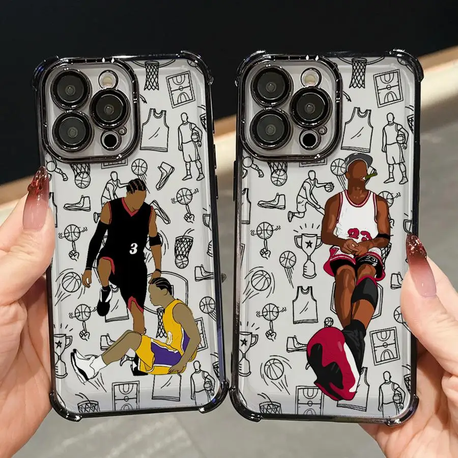 Funda de teléfono para iPhone 17 Air 16e 16 15 14 Plus 13 12 11 Pro Max cubierta transparente deportes de baloncesto
