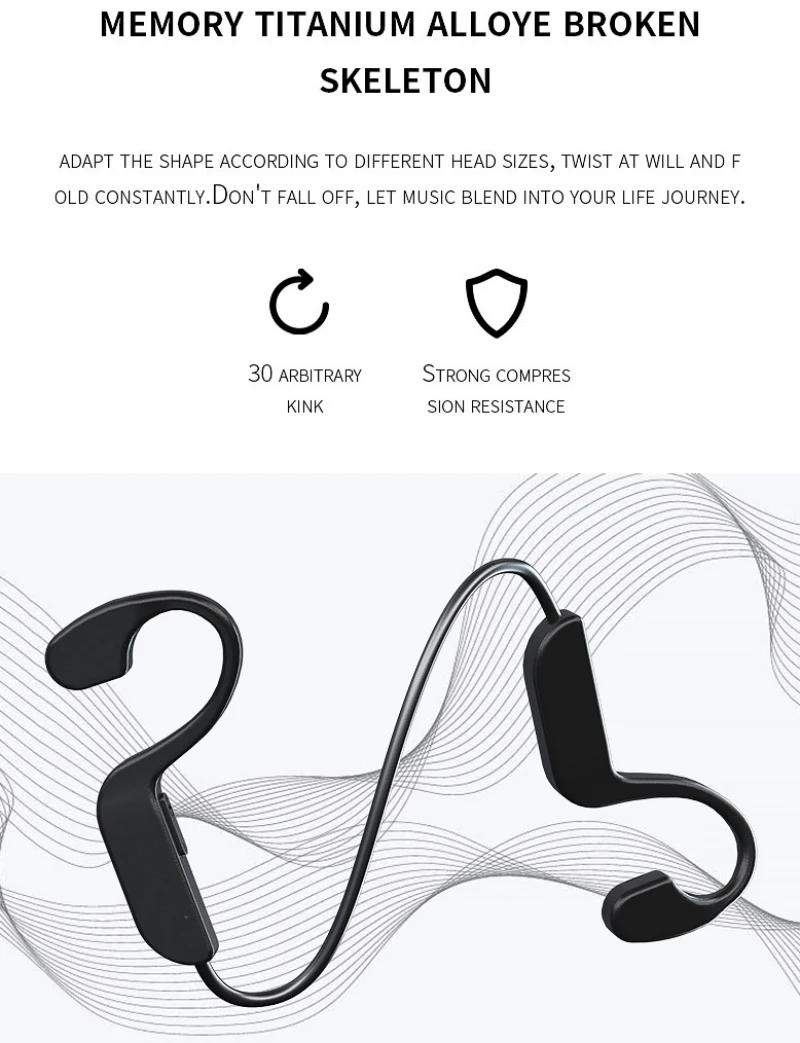 Auriculares con gancho para la oreja, conducción ósea, resistentes al agua, cancelación de ruido, HiFi, Bluetooth 5.0, bocina grande de 8 mm, compatible con tarjeta TF de hasta 128 GB, auriculares inalámbricos MP3 G10 - imagen 4