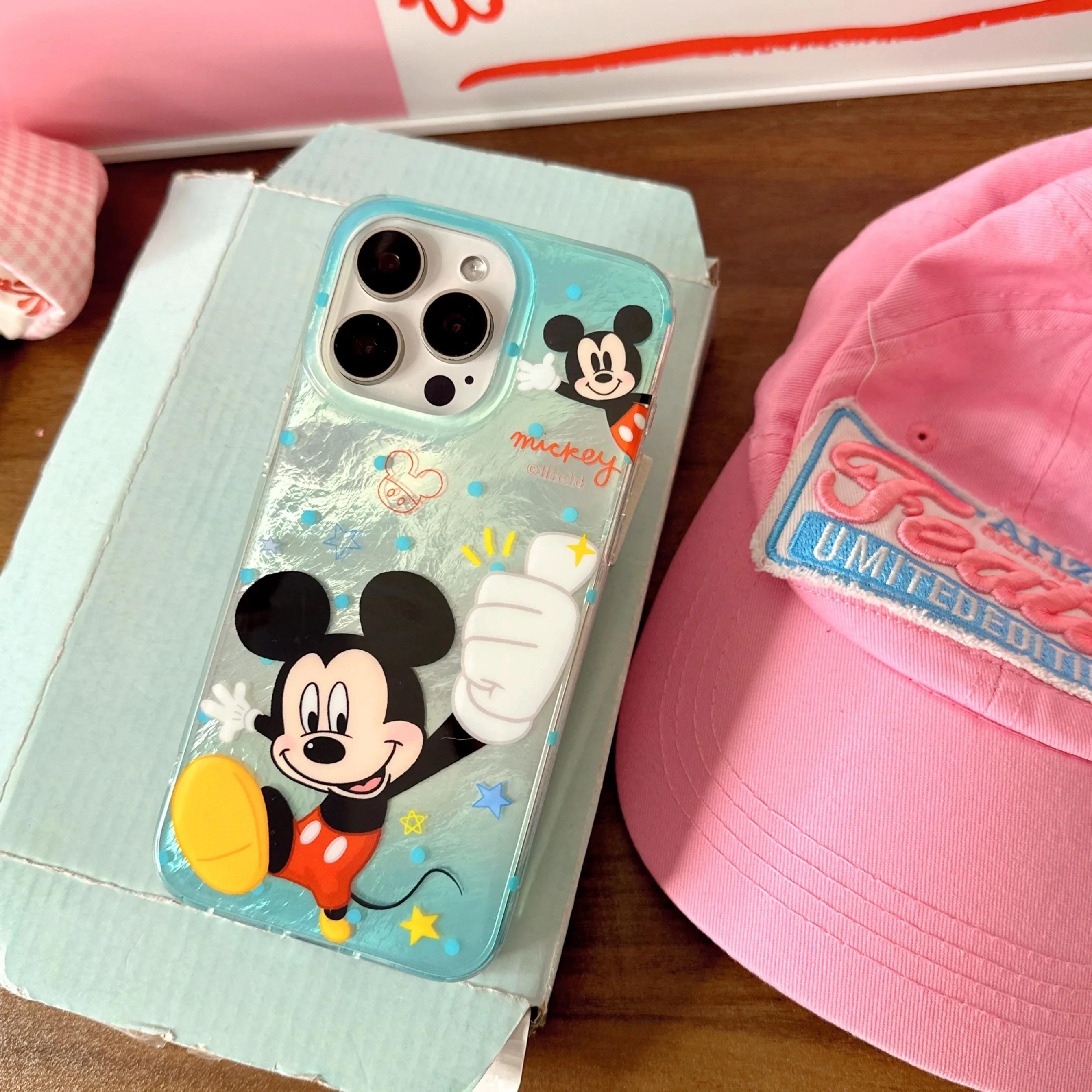 Funda de teléfono con dibujos animados de Disney Mickey Minnie para Samsung Galaxy S24 S23 Ultra Plus 5G S21 FE, Funda dura con textura de plumas - imagen 4