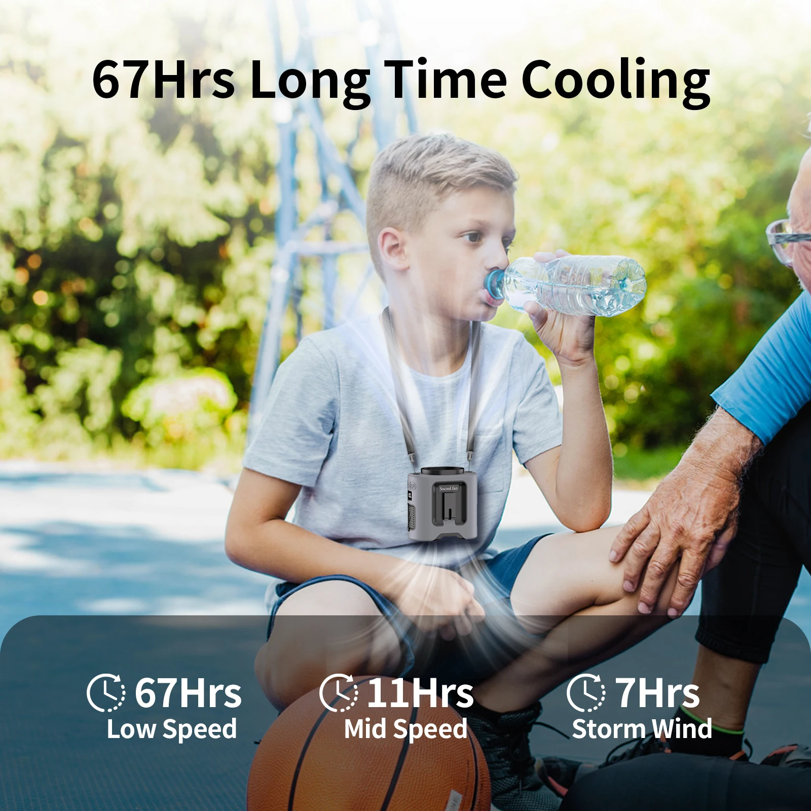 Ventilador de cintura portátil de 14500 mAh 360 ° Clip giratorio para cinturón, ventilador de cuello colgante, viento fuerte con banco de energía, iluminación LED para deportes al aire libre - imagen 4