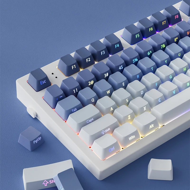 Whale of Dream OEM perfil PBT teclas de doble disparo 135 teclas lado impreso brillo a través de teclas para interruptores MX teclados para juegos