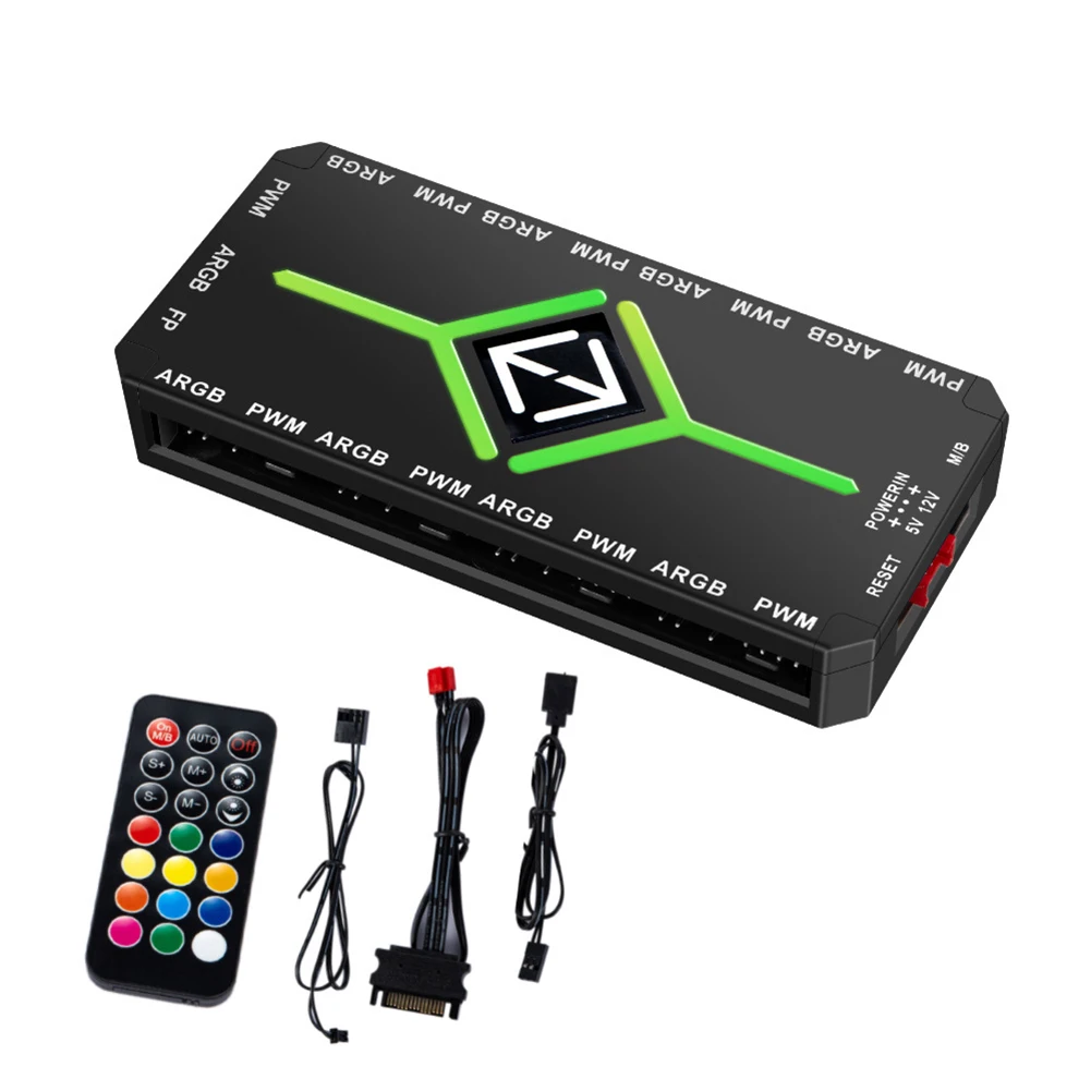 Concentrador de succión magnética PWM con control remoto, Hub de ventilador PWM y ARGB, 3 en 1, 4 pines, 1 a 9 puertos - imagen 4