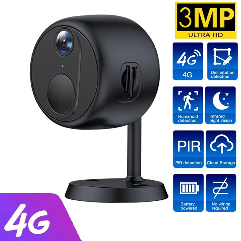 A28Q-OKAM 3MP Mini 4G tarjeta SIM cámara de vídeo videocámara visión nocturna Monitor de seguridad vigilancia remota cámara de hogar inteligente - imagen 2