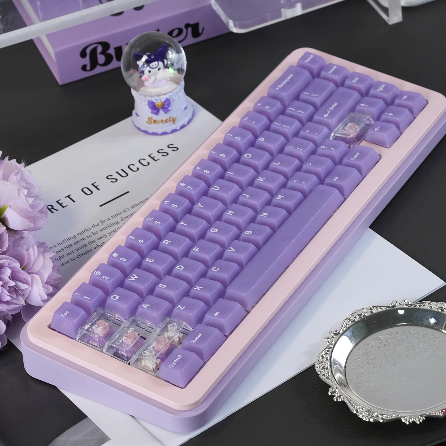 Teclas de PC retroiluminadas RGB semitransparentes de color púrpura nebuloso, teclas con estampado UV de perfil Cherry para interruptores Cherry MX, teclados para juegos - imagen 5