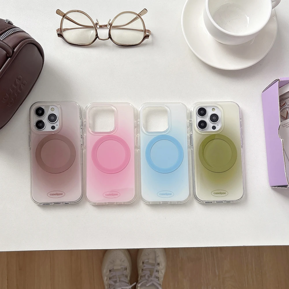 Flor bonita 3D para Magsafe funda de teléfono de Color degradado magnético para iPhone 14 16 15 17ProMax 17 pro cubierta femenina de carga inalámbrica - imagen 5