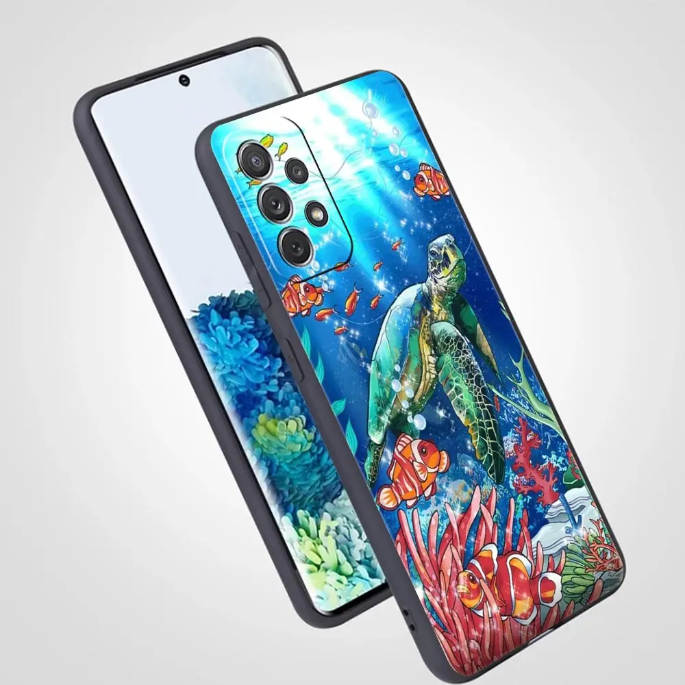 Preciosa funda de dibujos animados tortuga marina azul océano para Samsung A35 A55 A15 A13 A51 A71 A41 A31 A21S A03S A05 A23 A25 A33 A53 A73 5G - imagen 5