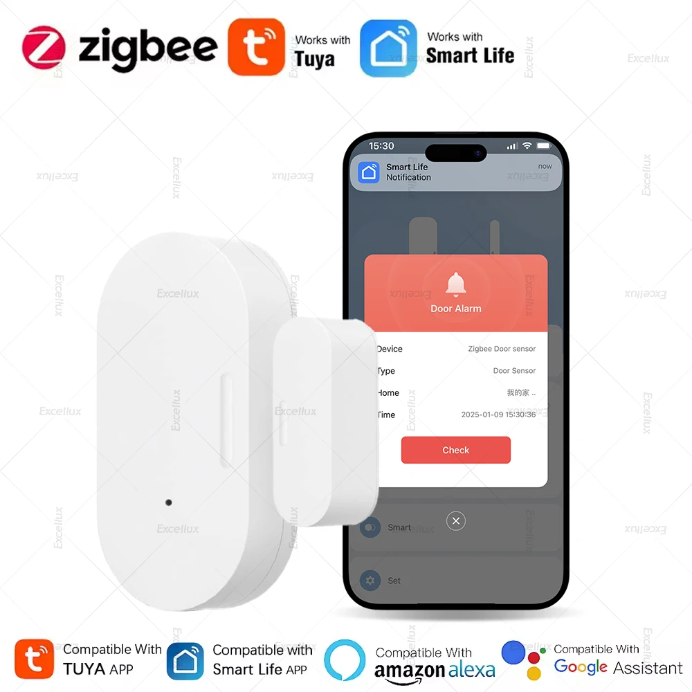 Sensor de puerta Tuya Zigbee, Detector de ventana, Sensor magnético, protección de seguridad para el hogar inteligente, aplicación remota Smartlife, Monitor, necesita puerta de enlace