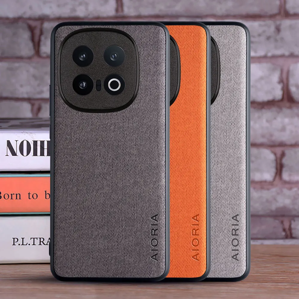 Funda de cuero textil de lujo para Vivo iQOO 15 13 12 V40 V60 V50 Lite X80 Pro X200 FE 5G