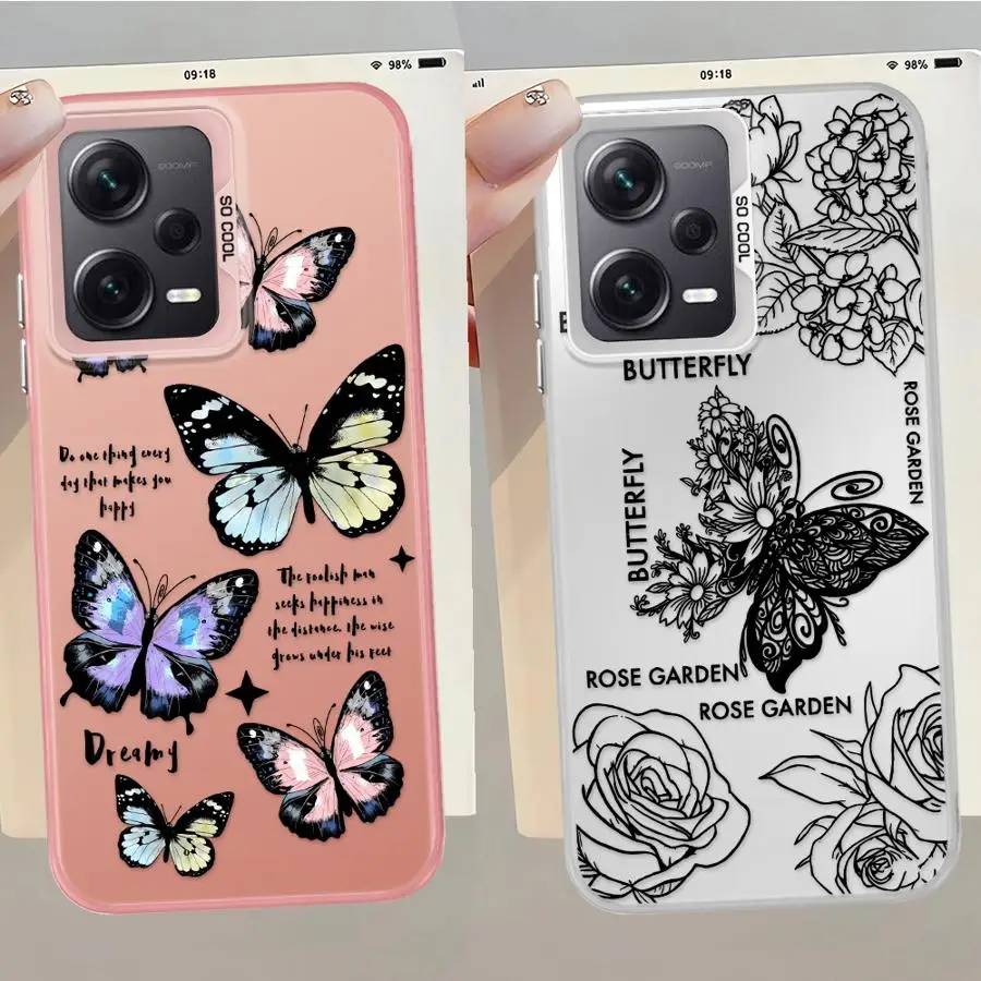 Funda con patrón de mariposa para Xiaomi Redmi 9T 12C 13C 9C 14C 10C A5 K60 A1 A2 Plus, funda trasera para teléfono