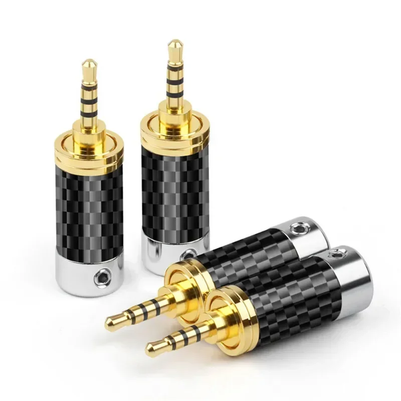 Conector de 2,5mm DIY AK320 380 auriculares 2,5 enchufe de Audio 4 polos carcasa de fibra de carbono enchufes de auriculares chapados en oro conector de cable de 4mm 7,2mm - imagen 2
