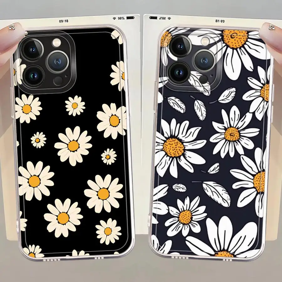 Funda de teléfono para iPhone 15 14 16 Plus XR XS 7 8 SE 13 12 11 Pro Max 16e cubierta transparente hermosa Margarita