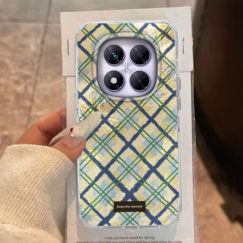 Funda para Redmi Note 14 Pro Plus 13 Pro 14S 14C 13C A3 Xiaomi 14T 13T Pro funda de teléfono patrón de rejilla rosa para bolsas traseras Redmi A5 - imagen 4