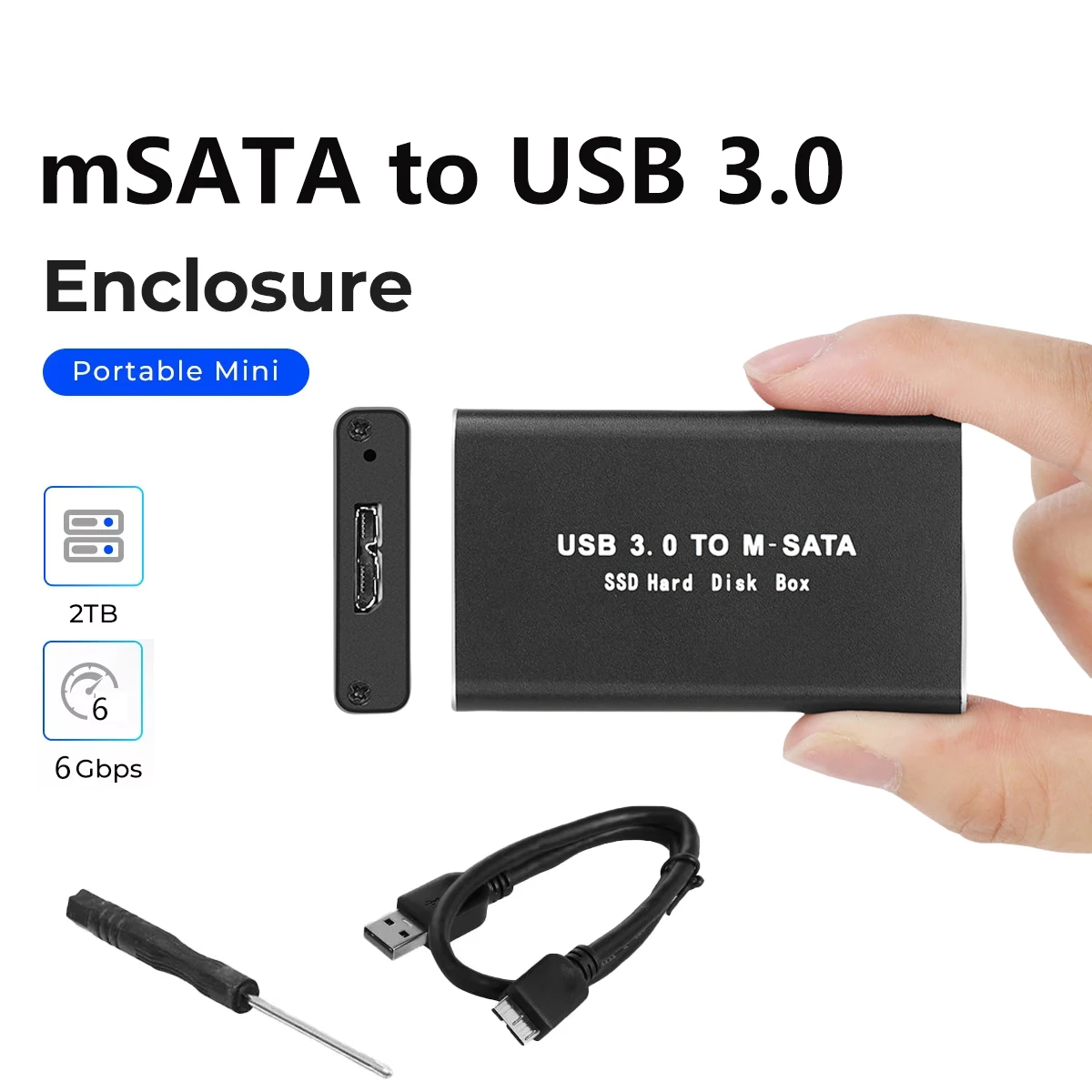 Caja SSD mSATA a USB 3,0, Mini adaptador USB SATA, caja de disco de estado sólido externo para PC, portátil, disco duro HD SATA de 30x50 mSATA
