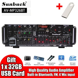 Amplificador Bluetooth 8000W - Estéreo digital 110/220V, USB SD