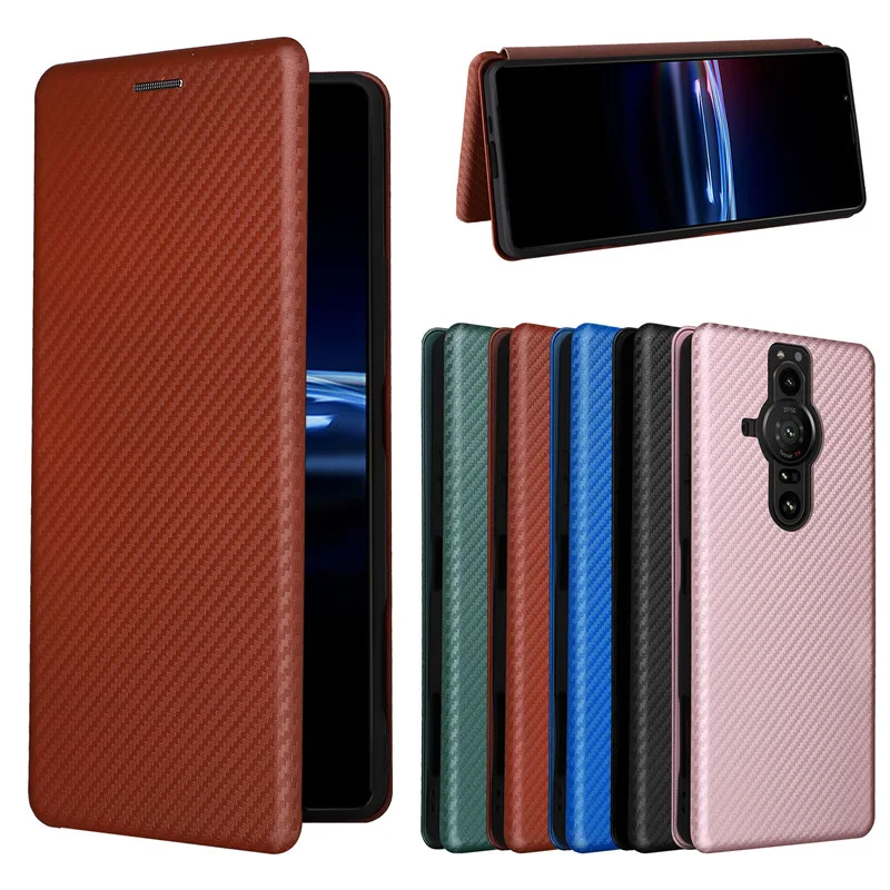 Para SONY Xperia 10 5 1 V VI PRO-I 5 II III IV 1 Ace XZ3 L4 Funda de fibra de carbono con soporte magnético a prueba de golpes Funda con ranura para tarjetas - imagen 3