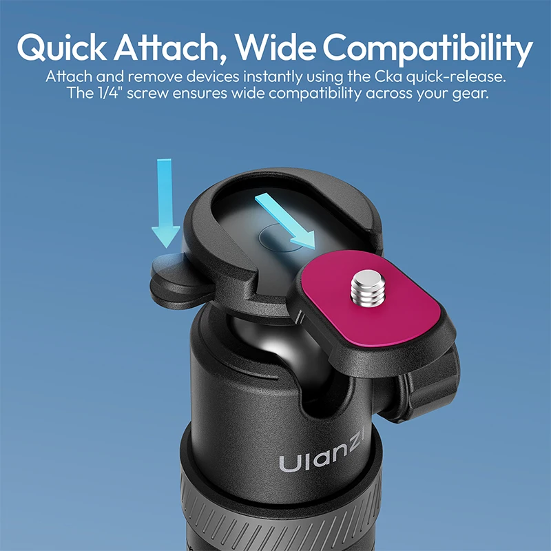 Ulanzi TT24 1,5 M Cka palo de Selfie de liberación rápida soporte de trípode de cuatro patas para teléfono móvil cámara de acción Gopro con 360 °   rotación - imagen 5