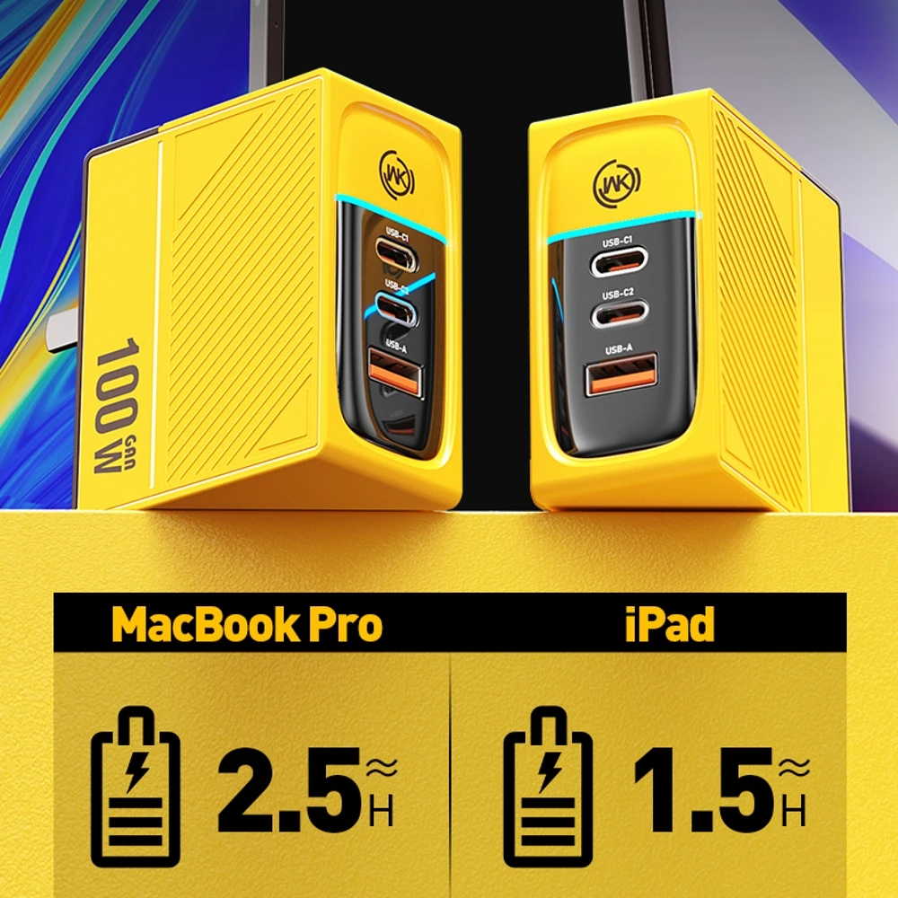 WEKOME-cargador rápido GaN para teléfono, dispositivo de carga rápida con USB tipo C, 100W, PD, QC, 3,0, 2,0, para MacBook, portátil y Smartphone - imagen 3