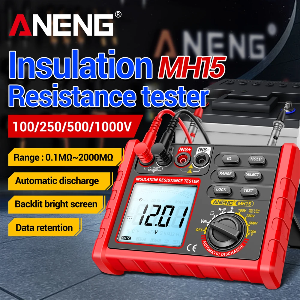 ANENG MH15 ohmímetro medidor de resistencia de aislamiento 6000 recuentos probadores de resistencia digital prueba de condensadores megóhmetro herramientas de alto voltaje - imagen 2