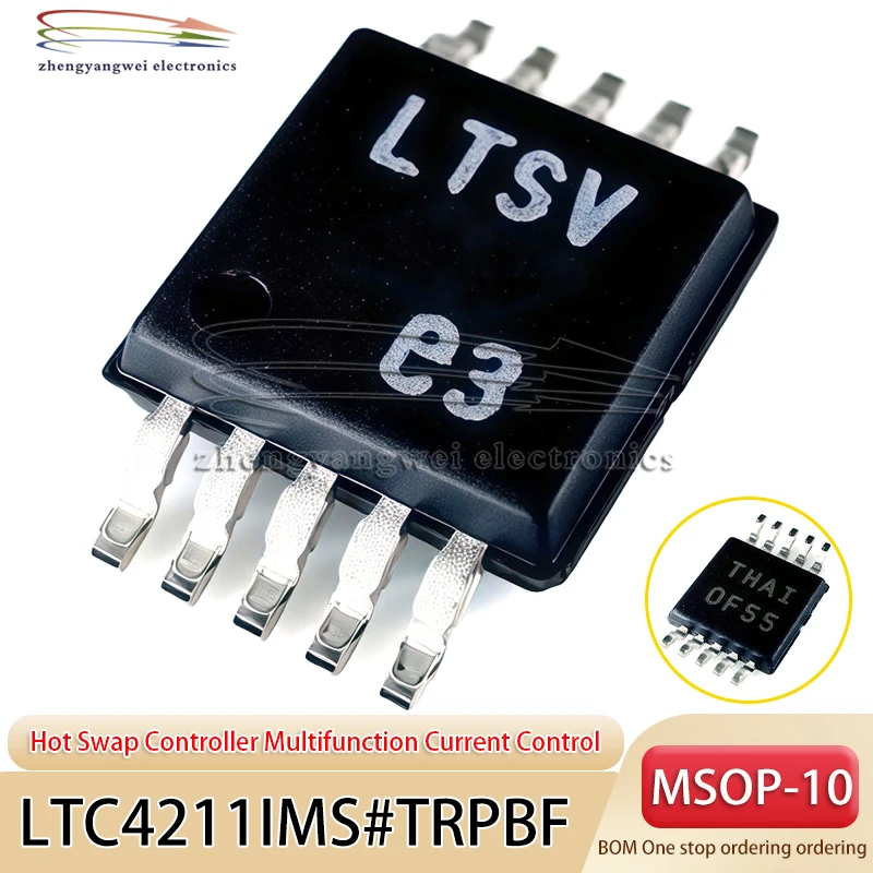 1 Uds LTC4211IMS #   TRPBF MSOP-10 Código LTSV Controlador intercambiable en caliente Control de corriente multifuncional Protección estática y contra sobretensiones