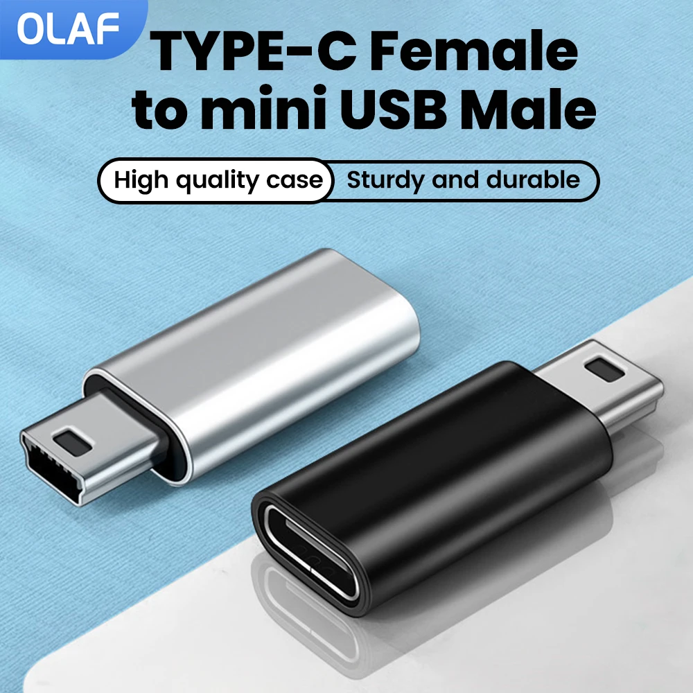 Adaptador Olaf tipo C hembra a Mini USB conector macho para teléfono PSP cámara MP3 transferencia de datos carga Mini usb a tipo c adaptador
