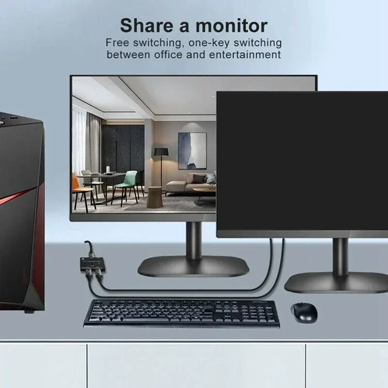 8K DP 1,4 interruptor 144Hz Displayport divisor de interruptor bidireccional 2 en 1 salida 2X1 1X2 puerto de pantalla 8K @ 30Hz, convertidor de vídeo 4K @ 120Hz - imagen 5