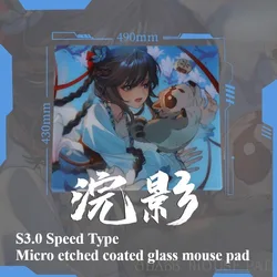 Alfombrilla de ratón de cristal de Anime, tipo velocidad, revestimiento personalizado, alfombrilla de ratón para juegos de deportes electrónicos, alfombrilla de mesa, accesorios para juegos, alfombrillas para juegos de 490x430mm