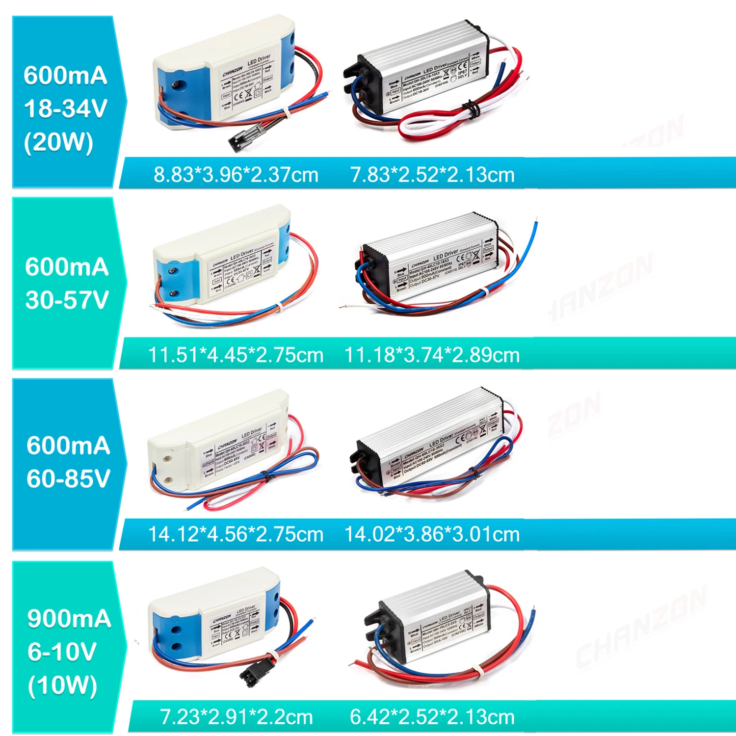 Corriente constante 6W 10W 20W 36W 50W 100W 300Ma 600Ma 900Ma 1500Ma impermeable Ip67 luz de fuente de alimentación del controlador Led alto - imagen 5
