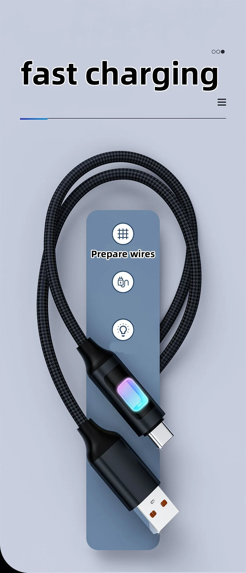 Cable USB a tipo C de 100W, Cable de carga súper rápida para teléfono, Cable de datos iPhone15/16 de 100W para Huawei xiaomi Oppo Vivo - imagen 2