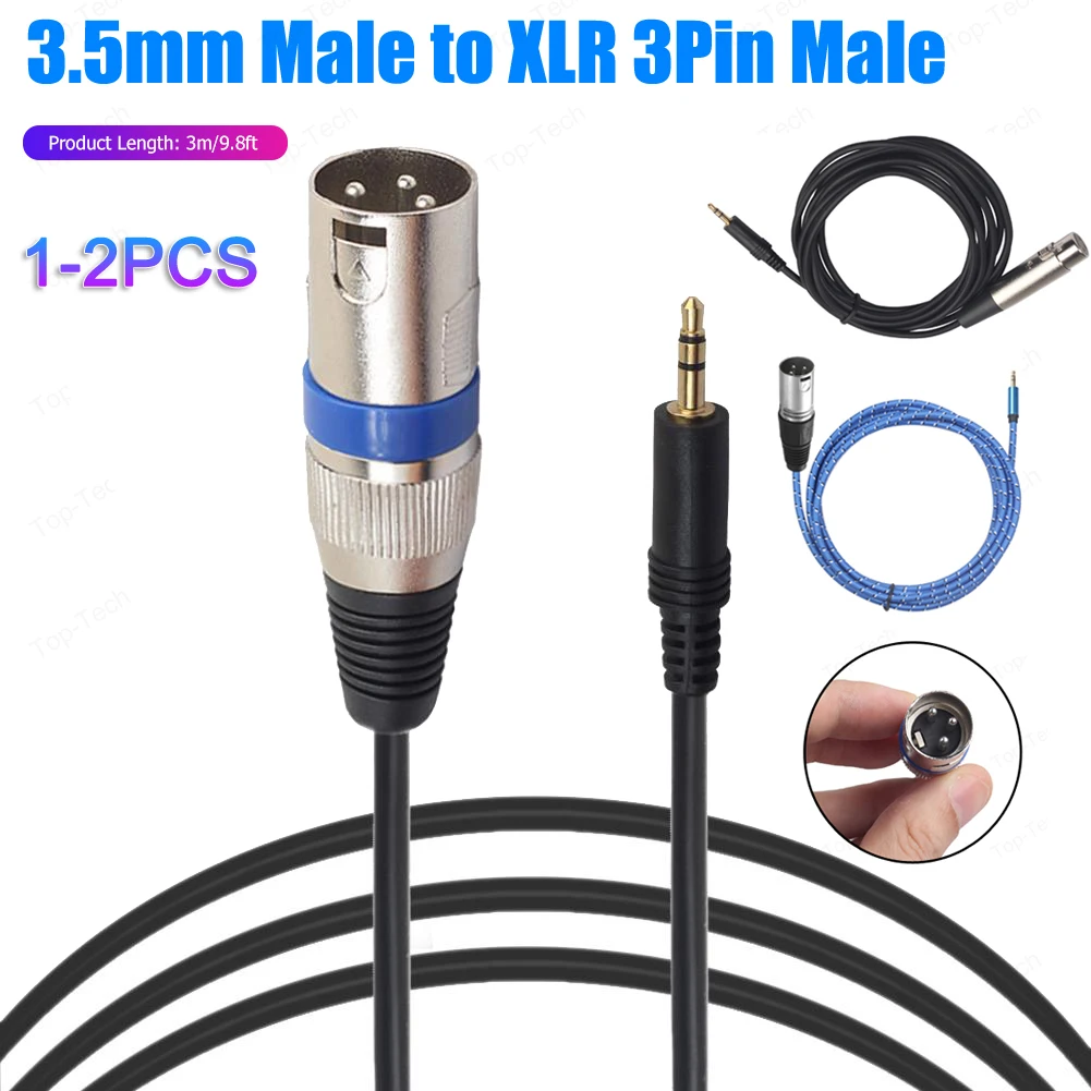 Cable conector macho de Conector estéreo de 3,5mm a micrófono, conector XLR de Audio de 3 pines, altavoz XLR macho para HDTV DVD MP3