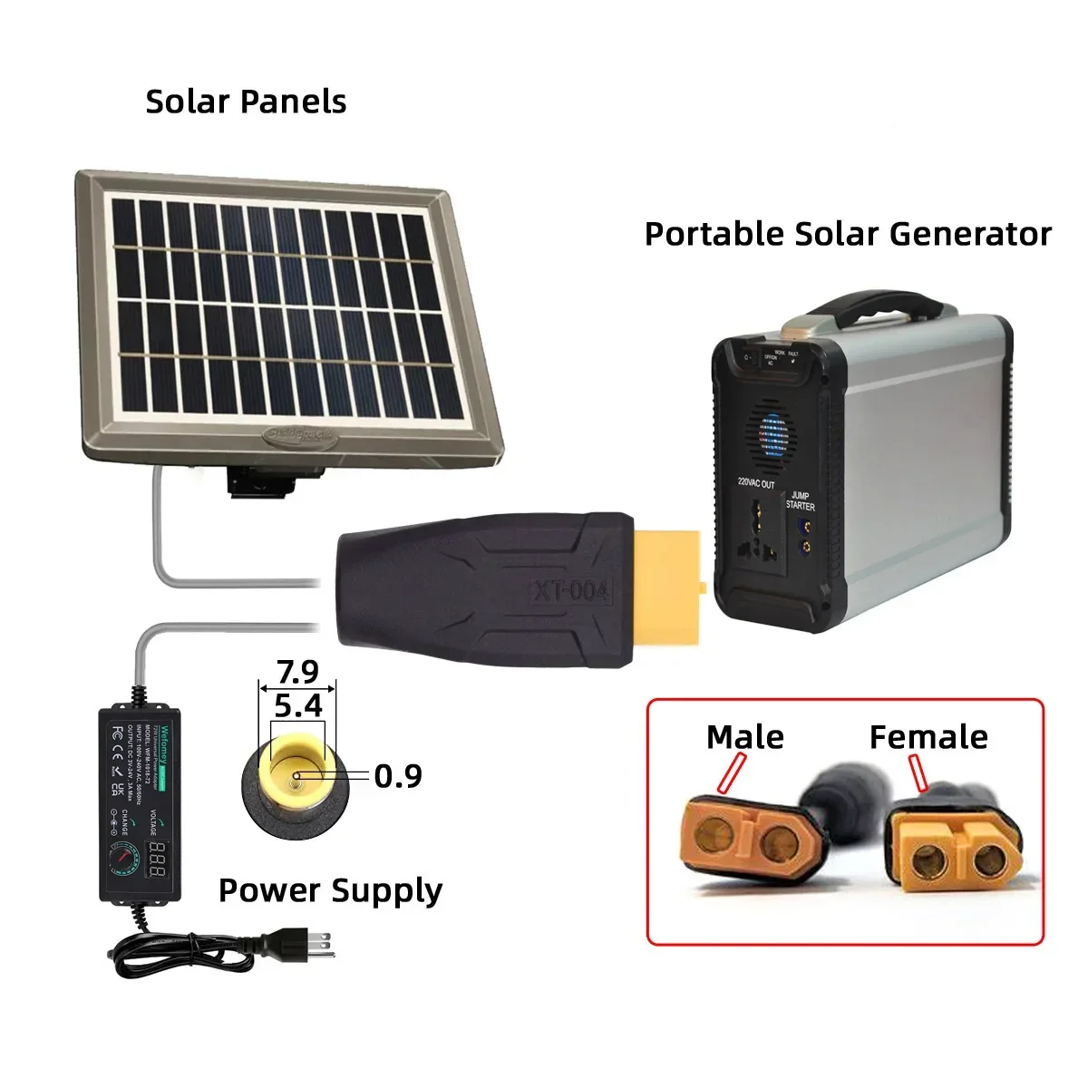 XT60 macho hembra a EC5 hembra DC enchufe tipo c macho hembra sin conector de cable adaptador de enchufe 55*25 5521 7450 7954 a conector XT60 - imagen 4