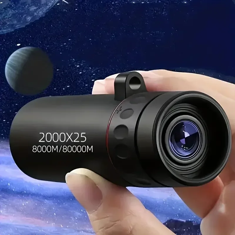 Mini telescopio Monocular portátil 2000x25 HD, telescopio para teléfono móvil con soporte, telescopio para acampar, cazar y observación de aves
