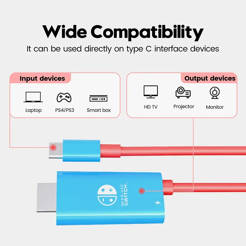 Cable USB tipo C a 4K HD de 2m con carga PD, Compatible con consola de juegos Nintendo Switch, modo de estación de acoplamiento de TV, Samsung Dex - imagen 5