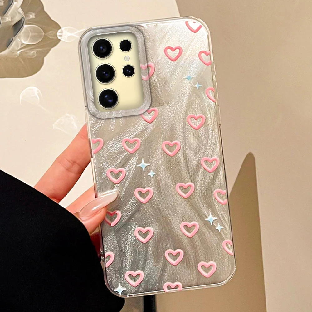 Funda de teléfono con bonito corazón de amor rosa para Samsung Galaxy S25 S24 S23 S22 S21 FE Plus Ultra S25 + S24 + funda trasera de silicona - imagen 2