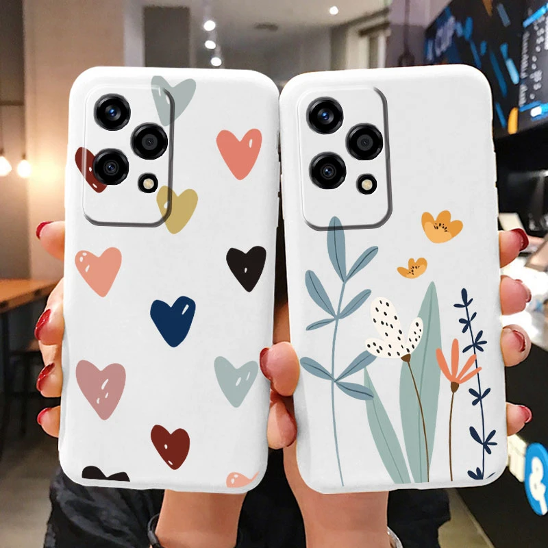 Hermosas flores para Honor 200 Lite funda bonita con estampado de leopardo y corazón funda protectora mate de silicona suave para mujeres y niñas Fundas traseras - imagen 2