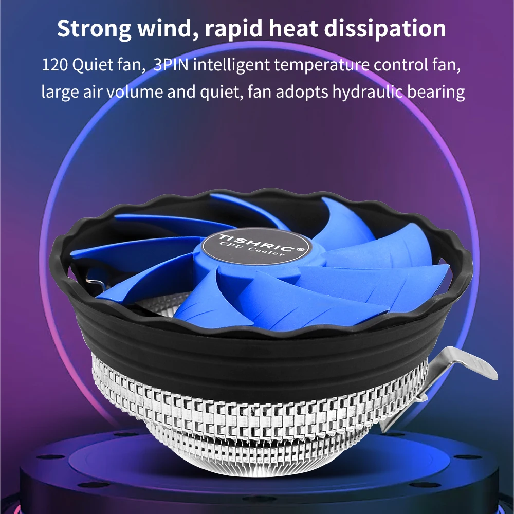 TISHRIC ventilador enfriador de CPU PWM 3 pines ventilador de cubierta de computadora Intel para Intel LGA 1150 1151 1155 1156 775 1200 AMD AM3 AM4 radiador - imagen 3