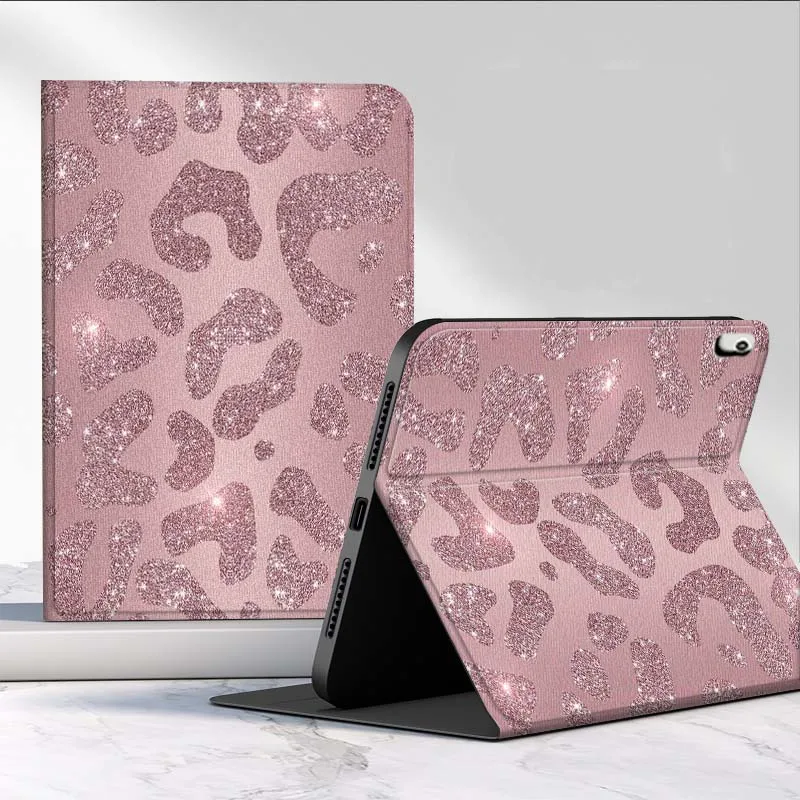 Estampado de leopardo con purpurina artística para Samsung Galaxy Tab S11 S10 S9 S8 S7 S6 A11 A9 A8 A7 10,5 10,4 Lite FE Plus pulgadas funda para tableta