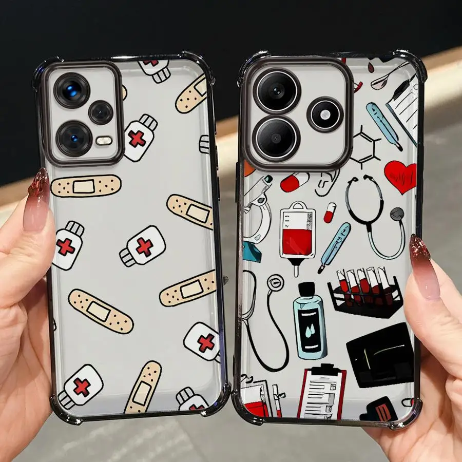Cool enfermera medicina funda transparente para Xiaomi Redmi 13C K80 5G K80 Pro 14C A5 A3 A3X - imagen 3