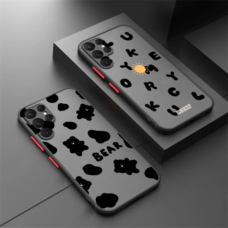 Impresión de oso de la suerte translúcido para Samsung Galaxy, S24, S23, S22, S21, S20 FE, S10, S9, S8 Plus, Ultra Pro, 5G, TPU