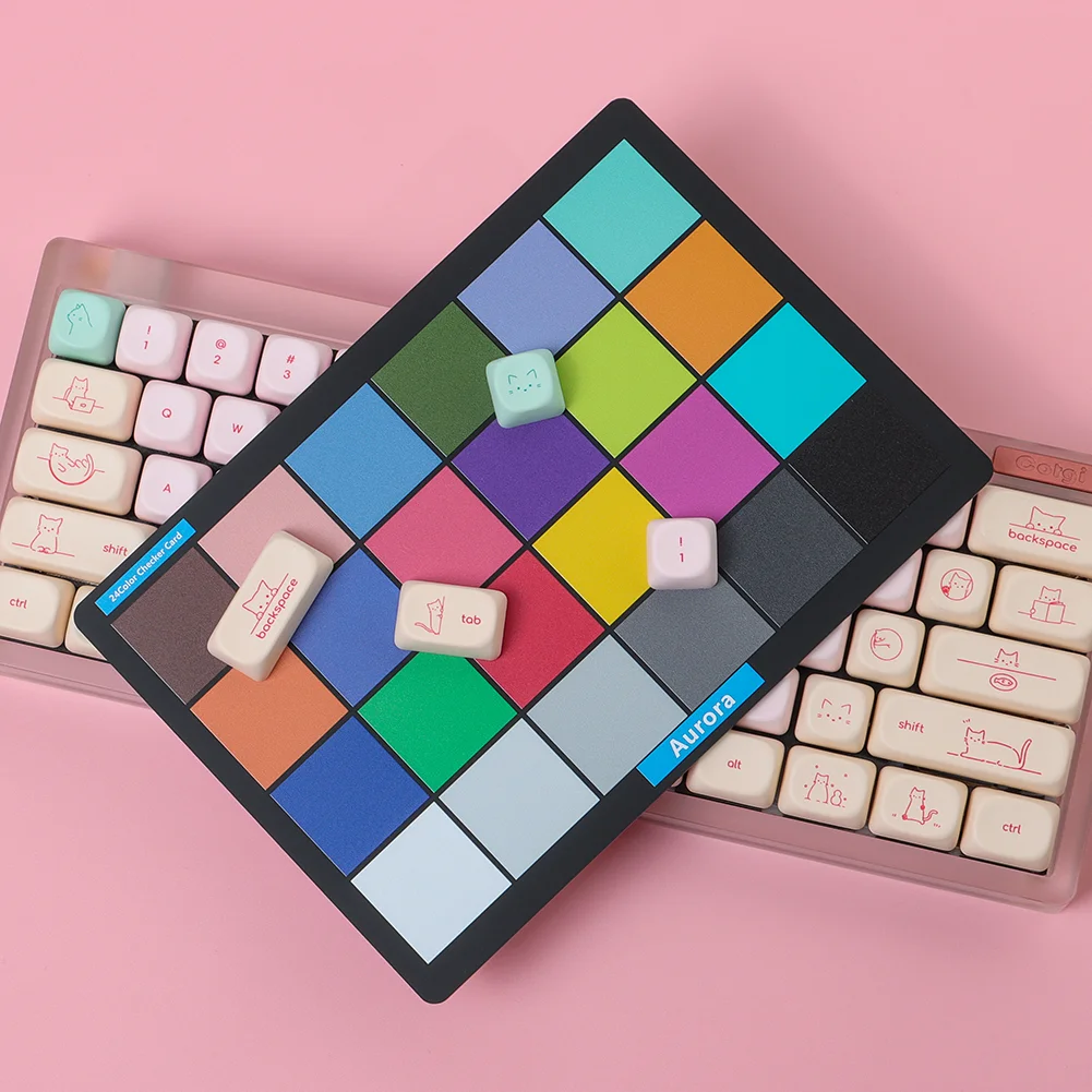 Teclas de gato bonitas de 128 teclas, sublimación PBT, gorra de bola Moa, teclas de teclado mecánico de fuente pequeña minimalista rosa - imagen 5