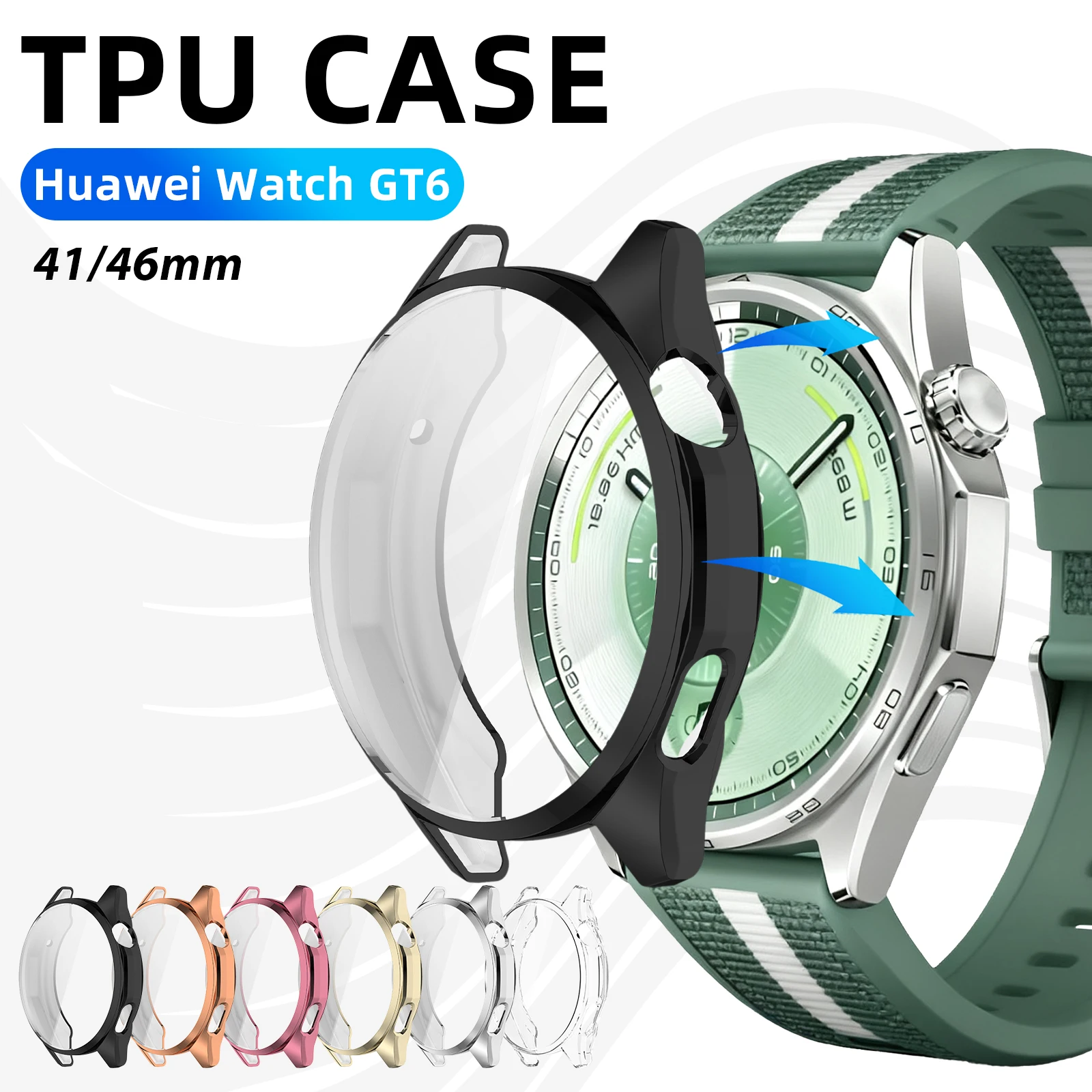 Funda para Huawei Watch GT 6, funda protectora de pantalla de 46mm y 41mm, funda protectora completa de TPU suave para reloj GT6, accesorios