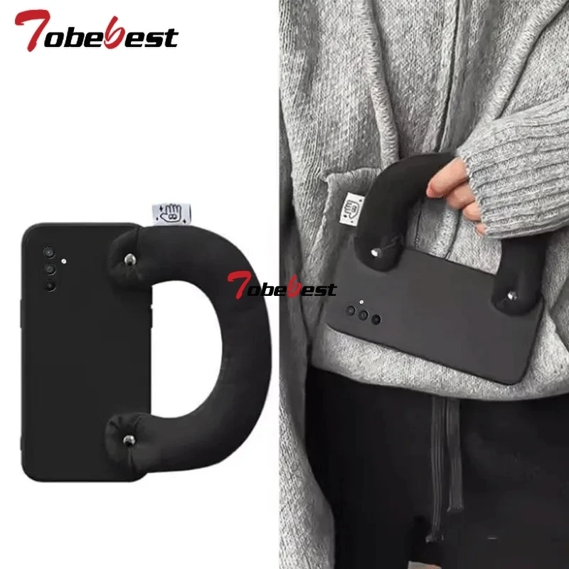 Funda de teléfono con pulsera de cuero acolchado de algodón de mano para Samsung Galaxy A16 A26 A36 A56 A06 A15 A25 A35 A55 A14 A24 A34 A54