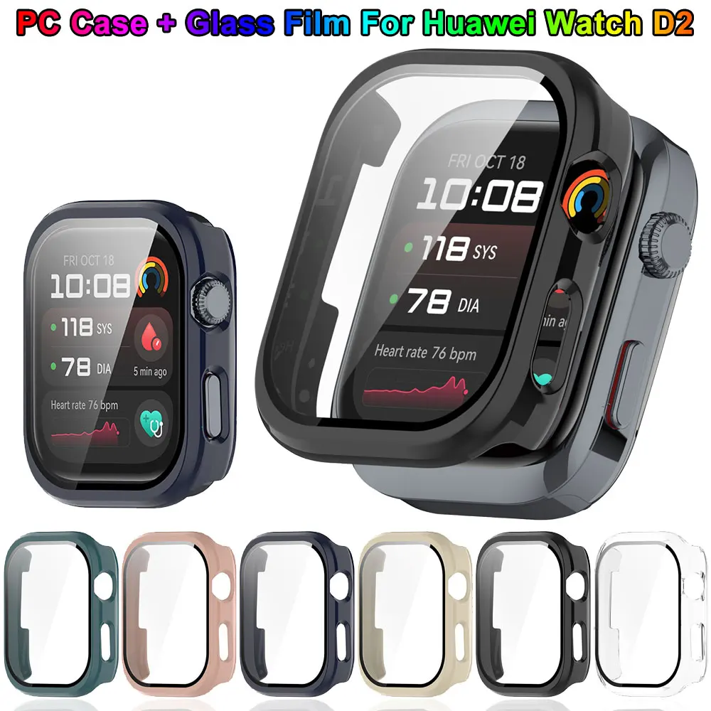 Funda de reloj de PC para Huawei Watch D2, marco Protector de pantalla, cubierta de parachoques de vidrio templado para fundas Huawei Watch D2