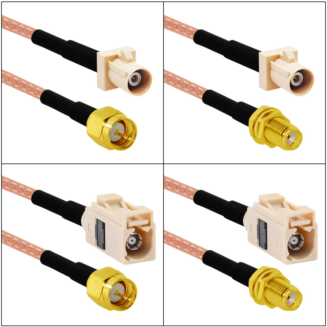 Fakra I tipo macho hembra BeigeTo SMA enchufe Jack Cable adaptador RG316 15cm /30cm/50cm/100cm venta al por mayor nuevo para conexión de coche - imagen 3