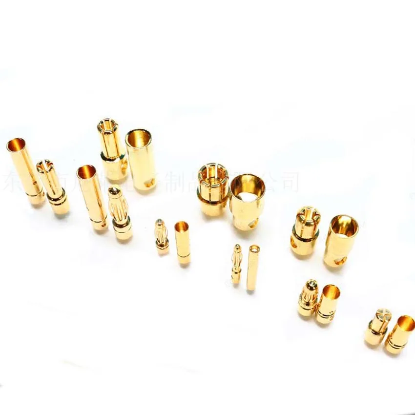 10 unids/lote 2mm 3mm 3,5mm 4mm conector tipo bala Banana chapado en oro conector macho hembra Kits de enchufes de batería para batería RC (10 pares)
