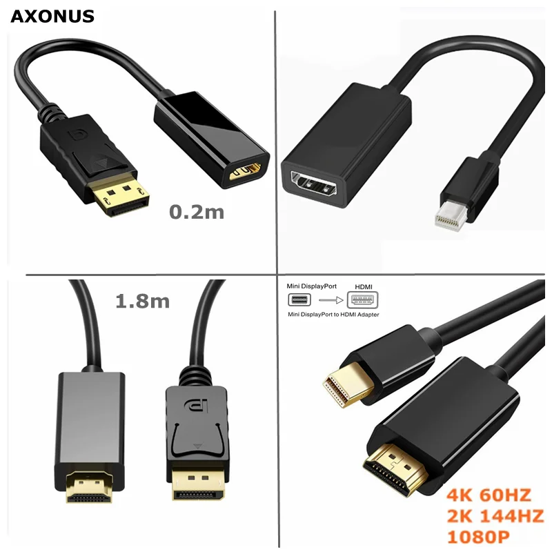 Cable 4K Mini DP a HDMI Compatible con 4K @ 60Hz DisplayPort a HD M/F, Cable Thunderbolt 2 para Mac antiguo Air/Pro, Microsoft Surface Pro