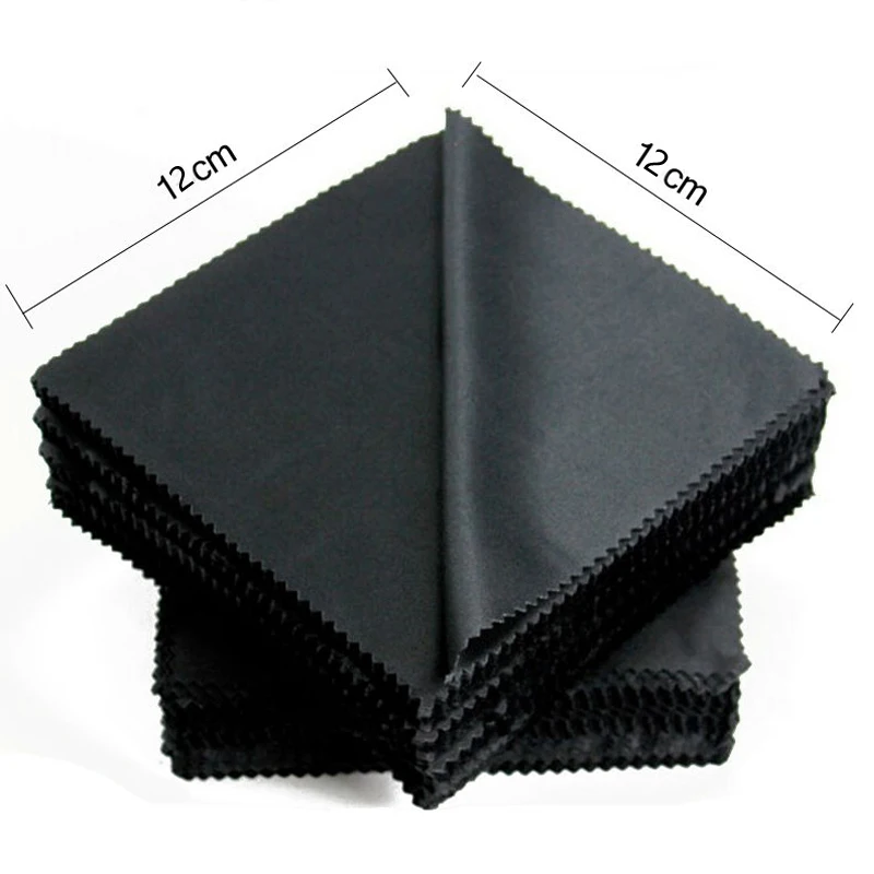 Paño de limpieza para gafas de sol de microfibra negra, 13x13cm, accesorios de paño para lentes limpios - imagen 5