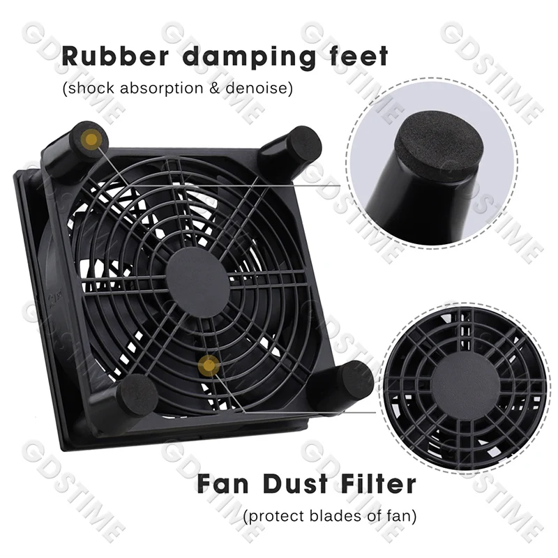 Gdstime DC 5V USB 120mm 140mm ventilador enrutador DIY 80mm con controlador y red protectora ventilador de refrigeración de escritorio 92mm TV Box enfriador de doble bola - imagen 4