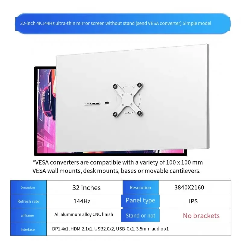 Pantalla de 32 "3840*2160 4k 144HZ pantalla IPS HDMI2.0 + DP1.4 + USB2.0 Monitor pantalla brillante 32 pulgadas tipo c 144HZ aluminio P32K KUYCON - imagen 5